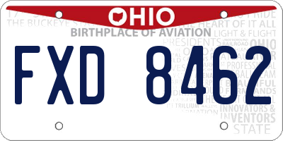 OH license plate FXD8462