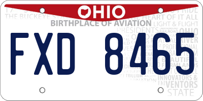 OH license plate FXD8465