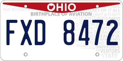 OH license plate FXD8472