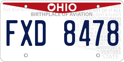 OH license plate FXD8478