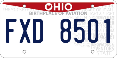 OH license plate FXD8501