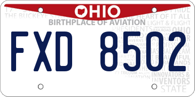 OH license plate FXD8502
