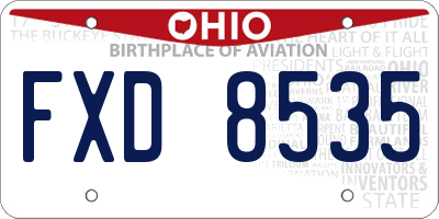 OH license plate FXD8535