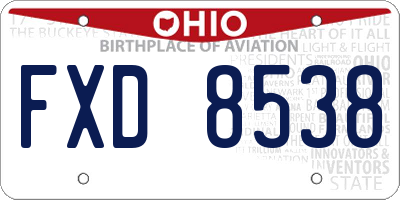 OH license plate FXD8538