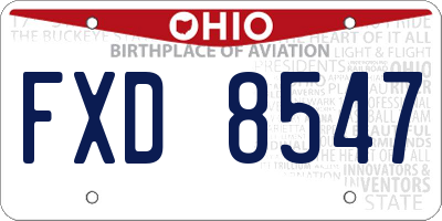 OH license plate FXD8547