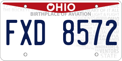 OH license plate FXD8572