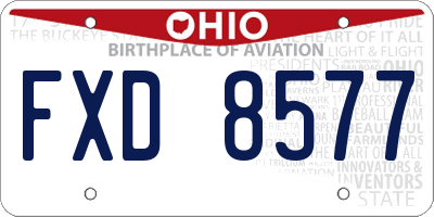 OH license plate FXD8577