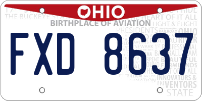 OH license plate FXD8637