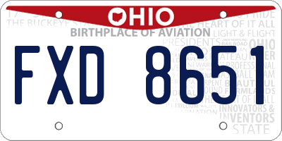 OH license plate FXD8651
