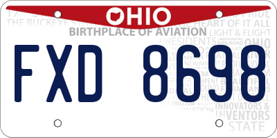 OH license plate FXD8698