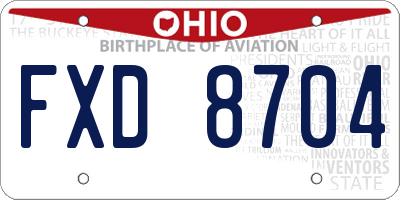 OH license plate FXD8704