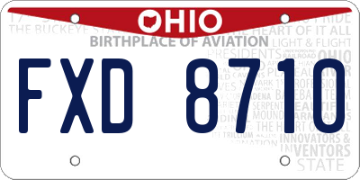 OH license plate FXD8710