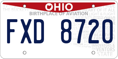 OH license plate FXD8720