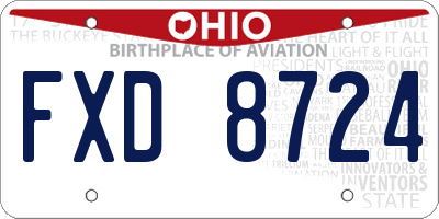 OH license plate FXD8724