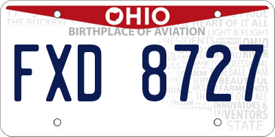 OH license plate FXD8727