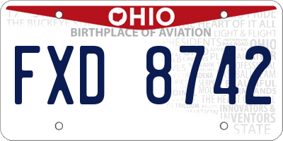 OH license plate FXD8742