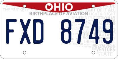 OH license plate FXD8749