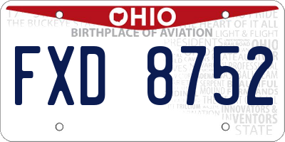OH license plate FXD8752