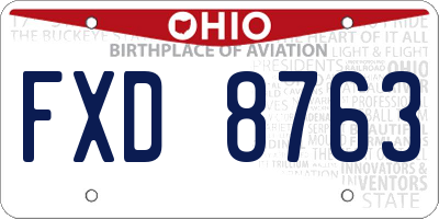 OH license plate FXD8763