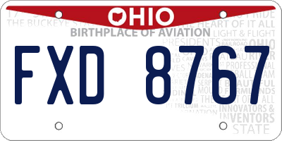 OH license plate FXD8767