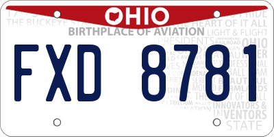 OH license plate FXD8781