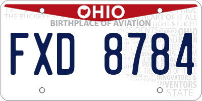 OH license plate FXD8784