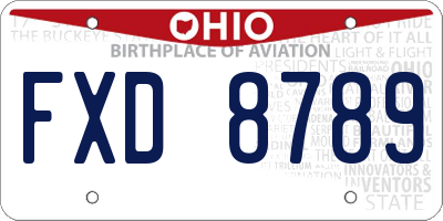 OH license plate FXD8789