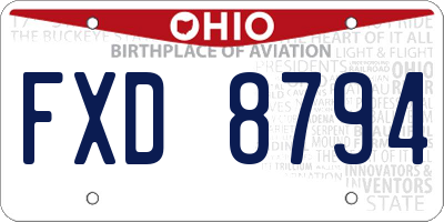 OH license plate FXD8794