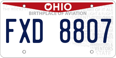 OH license plate FXD8807