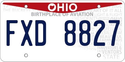 OH license plate FXD8827