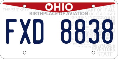 OH license plate FXD8838