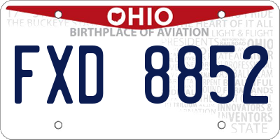 OH license plate FXD8852