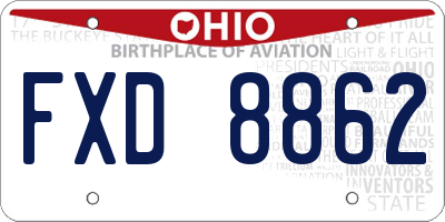 OH license plate FXD8862