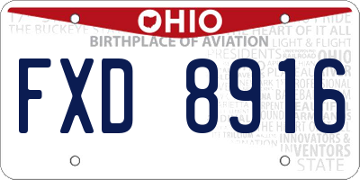 OH license plate FXD8916