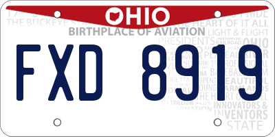 OH license plate FXD8919