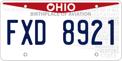 OH license plate FXD8921