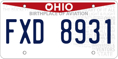 OH license plate FXD8931
