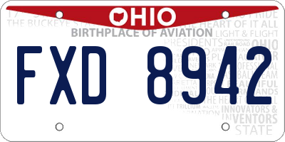 OH license plate FXD8942