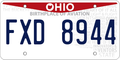 OH license plate FXD8944