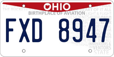 OH license plate FXD8947