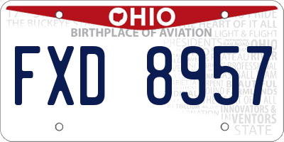 OH license plate FXD8957