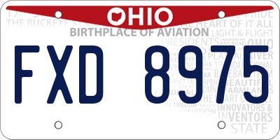 OH license plate FXD8975