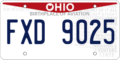 OH license plate FXD9025