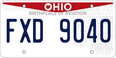 OH license plate FXD9040