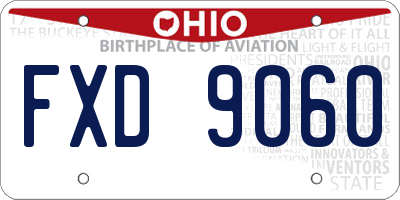 OH license plate FXD9060