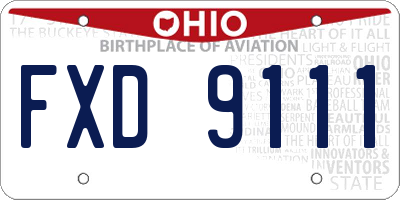 OH license plate FXD9111