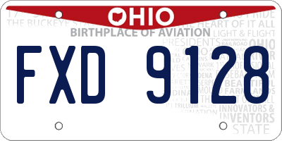 OH license plate FXD9128