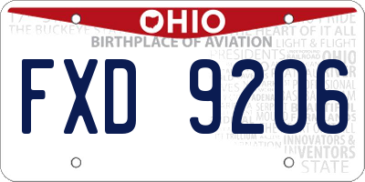 OH license plate FXD9206