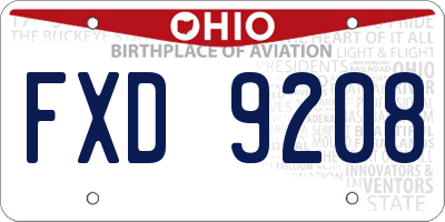OH license plate FXD9208