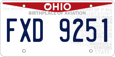 OH license plate FXD9251